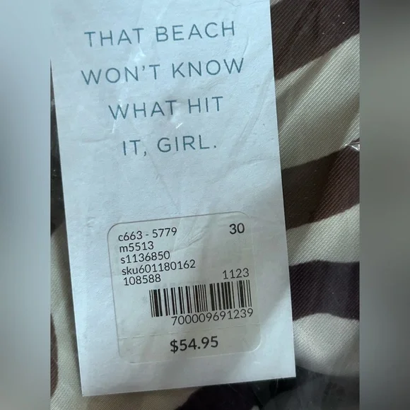 Lane Bryant zebra stripe side slit swim skirt, super plus sizes - Picture 8 of 13